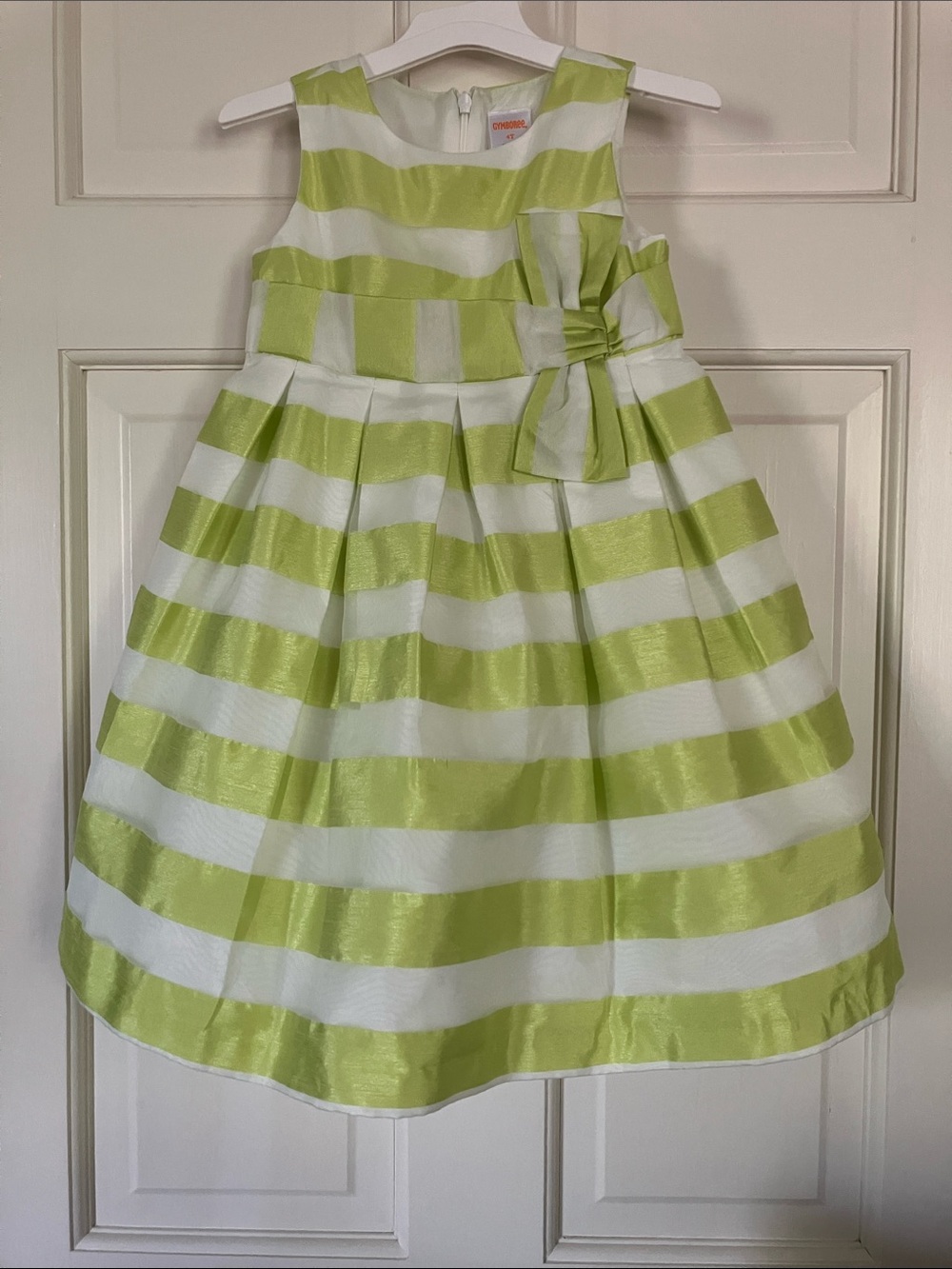Gymboree Striped Bow Dress - Lime Green & White Dressy Party 4T